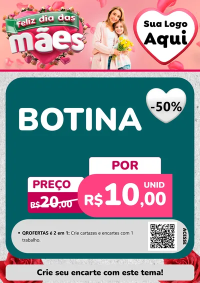 Modelo de Cartaz para Cartaz A4 Vertical com o tema Feliz Dia das Mães para Agropecuária