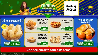 Modelo de TV para TV Horizontal com o tema Ofertas da Semana da Independência para Padaria