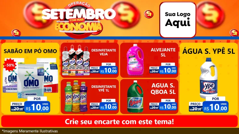 Modelo de TV para TV Horizontal com o tema Operação Setembro Com Muita Economia para Produtos de Limpeza