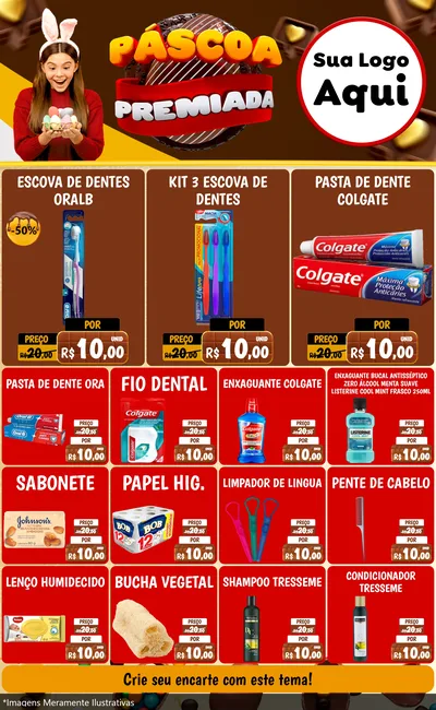 Modelo de Encarte para Encarte Grande com o tema Páscoa Premiada para Higiene Pessoal