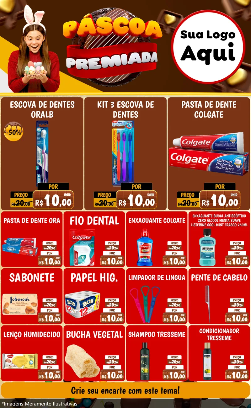 Modelo de Encarte para Encarte Grande com o tema Páscoa Premiada para Higiene Pessoal
