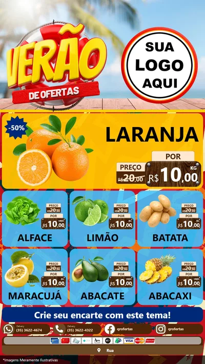 Modelo de Rede Social para Stories com o tema Verão de Ofertas para Hortifrúti