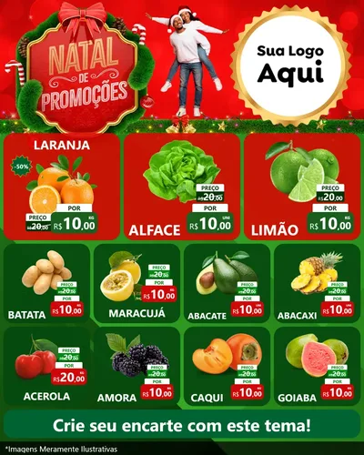 Modelo de Rede Social para Feed Instagram com o tema Natal de Promoções para Hortifrúti