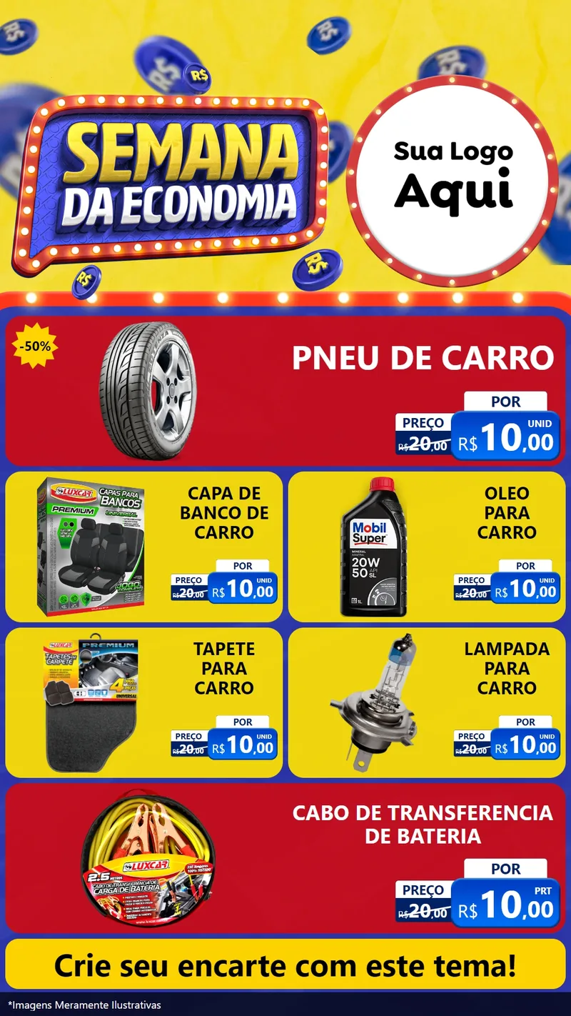 Modelo de TV para TV Vertical com o tema Semana da Economia para Auto peças