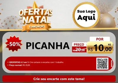 Modelo de Cartaz para Cartaz A4 Horizontal com o tema Ofertas De Natal E Ano Novo para Açougue