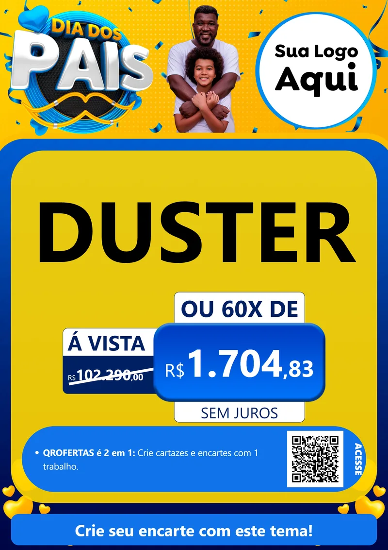 Modelo de Cartaz para Cartaz A4 Vertical com o tema Dia dos Pais para Concessionaria de Carros