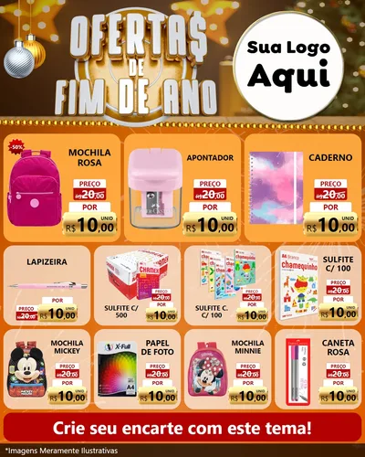 Modelo de Rede Social para Feed Instagram com o tema Ofertas de Fim de Ano para Papelaria