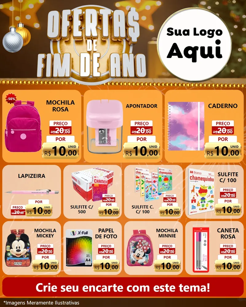 Modelo de Rede Social para Feed Instagram com o tema Ofertas de Fim de Ano para Papelaria