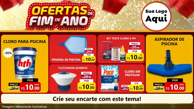 Modelo de TV para TV Horizontal com o tema Ofertas de Fim de Ano para Produtos para Piscina