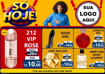 Modelo de Encarte para Encarte A4 Horizontal com o tema Só Hoje! para Perfumes