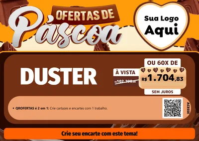 Modelo de Cartaz para Cartaz A4 Horizontal com o tema Ofertas de Páscoa para Concessionaria de Carros