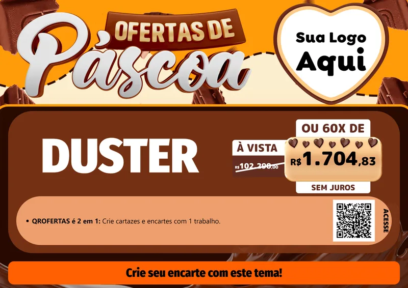 Modelo de Cartaz para Cartaz A4 Horizontal com o tema Ofertas de Páscoa para Concessionaria de Carros