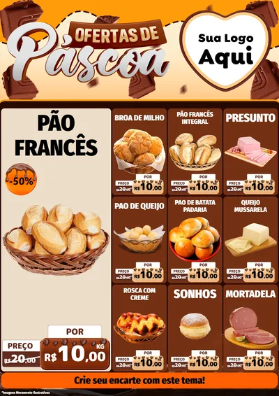 Modelo de Encarte para Encarte A4 Vertical com o tema Ofertas de Páscoa para Padaria