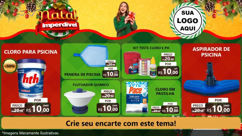 Modelo de TV para TV Horizontal com o tema Natal Imperdível para Produtos para Piscina
