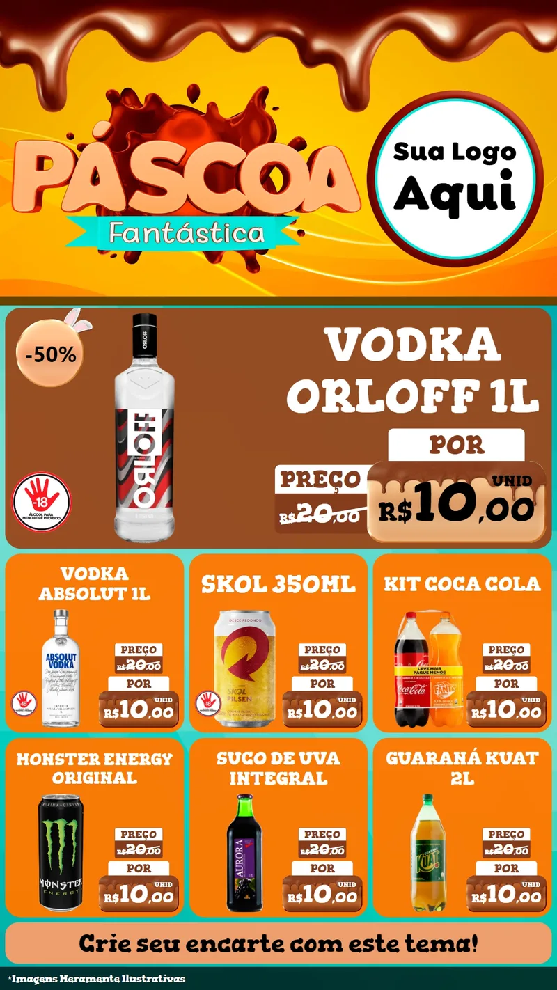 Modelo de Rede Social para Stories com o tema Páscoa Fantástica para Distribuidora de bebidas