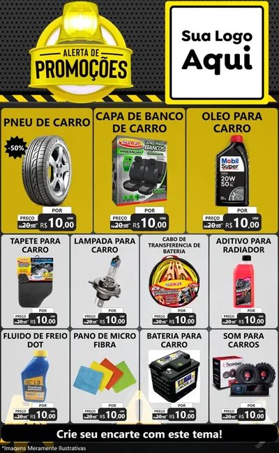 Modelo de Encarte para Encarte Grande com o tema Alerta de Promoções para Auto peças