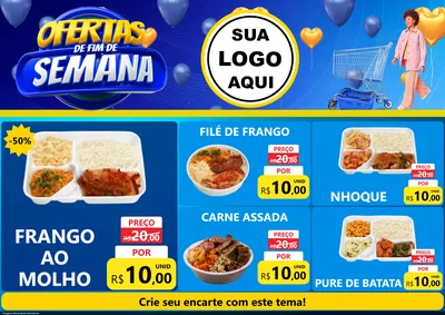 Modelo de Encarte para Encarte A4 Horizontal com o tema Ofertas de Fim de Semana para Restaurante