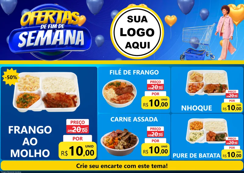 Modelo de Encarte para Encarte A4 Horizontal com o tema Ofertas de Fim de Semana para Restaurante