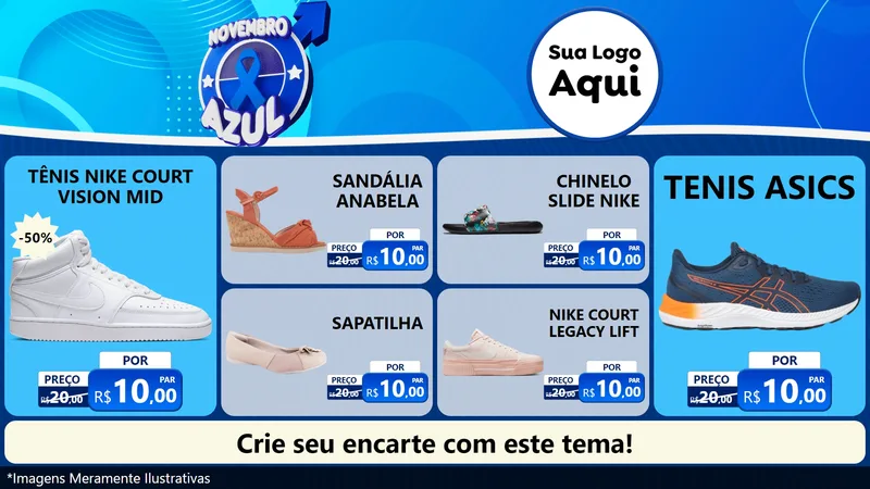Modelo de TV para TV Horizontal com o tema Novembro Azul para Calçados