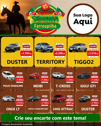 Modelo de Rede Social para Feed Instagram com o tema Especial Semana Farroupilha para Concessionaria de Carros