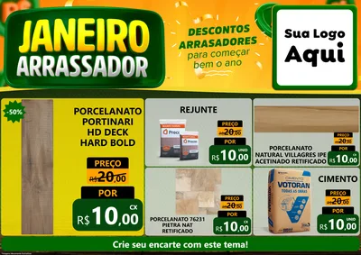 Modelo de Encarte para Encarte A4 Horizontal com o tema Janeiro Arrasador para Pisos e revestimentos
