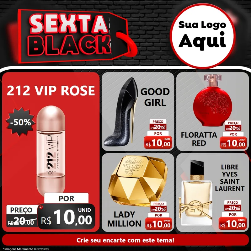 Modelo de Rede Social para Feed Facebook com o tema Sexta Black para Perfumes
