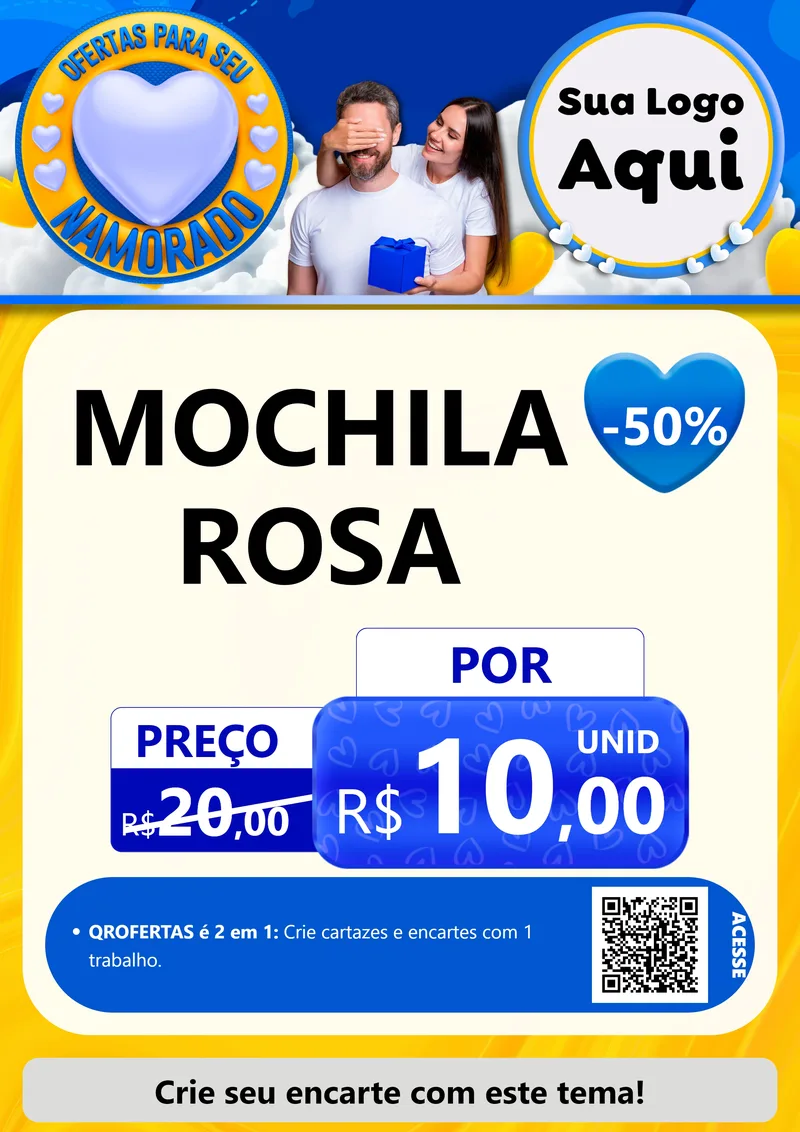 Modelo de Cartaz para Cartaz A4 Vertical com o tema Ofertas Para Seu Namorado para Papelaria