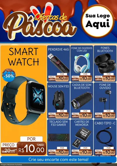 Modelo de Encarte para Encarte A4 Vertical com o tema Ofertas de Páscoa para Informática