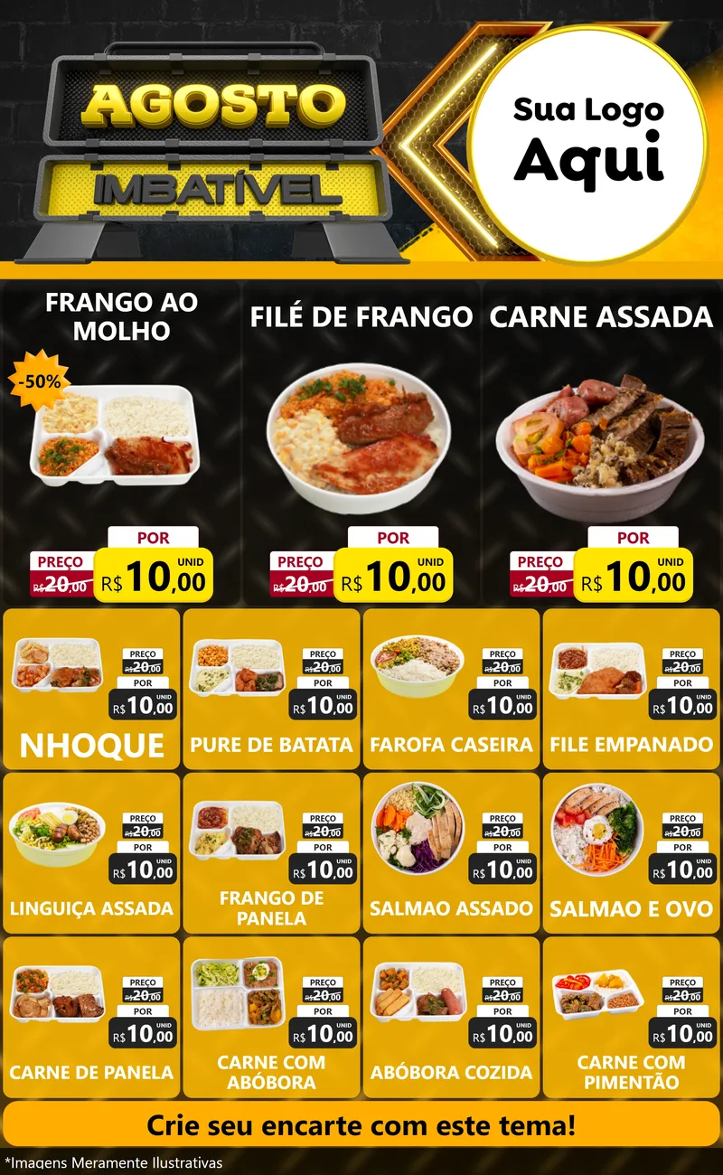 Modelo de Encarte para Encarte Grande com o tema Agosto Imbatível para Restaurante