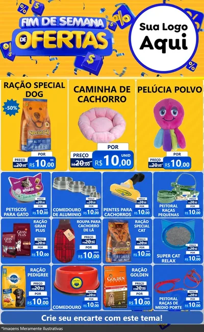 Modelo de Encarte para Encarte Grande com o tema Fim de Semana de Ofertas para Pet Shop