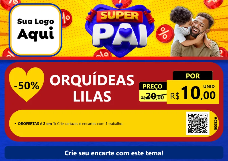 Modelo de Cartaz para Cartaz A4 Horizontal com o tema Super Pai para Floricultura e jardim