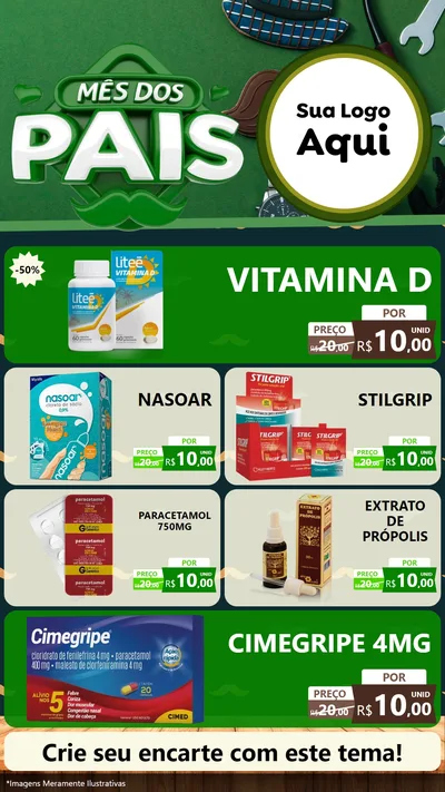 Modelo de TV para TV Vertical com o tema Mês dos Pais para Farmácia