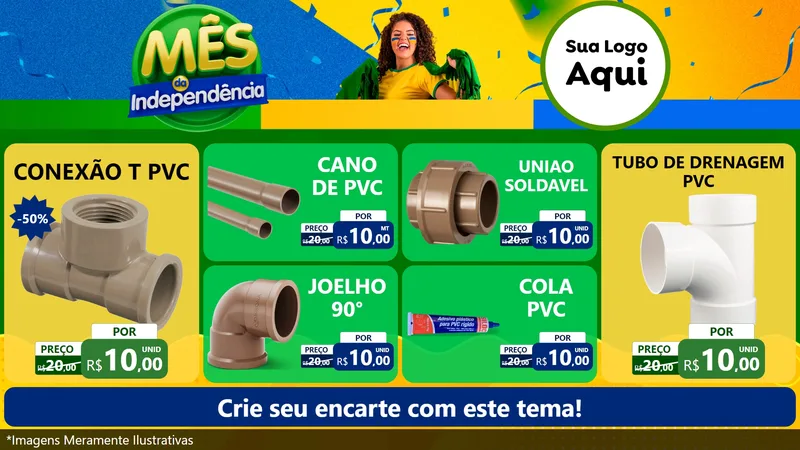 Modelo de TV para TV Horizontal com o tema Mês da Independência para Tubos e conexões