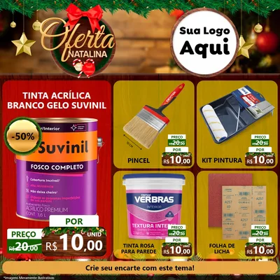Modelo de Rede Social para Feed Facebook com o tema Ofertas Natalina para Tintas e Ferramentas