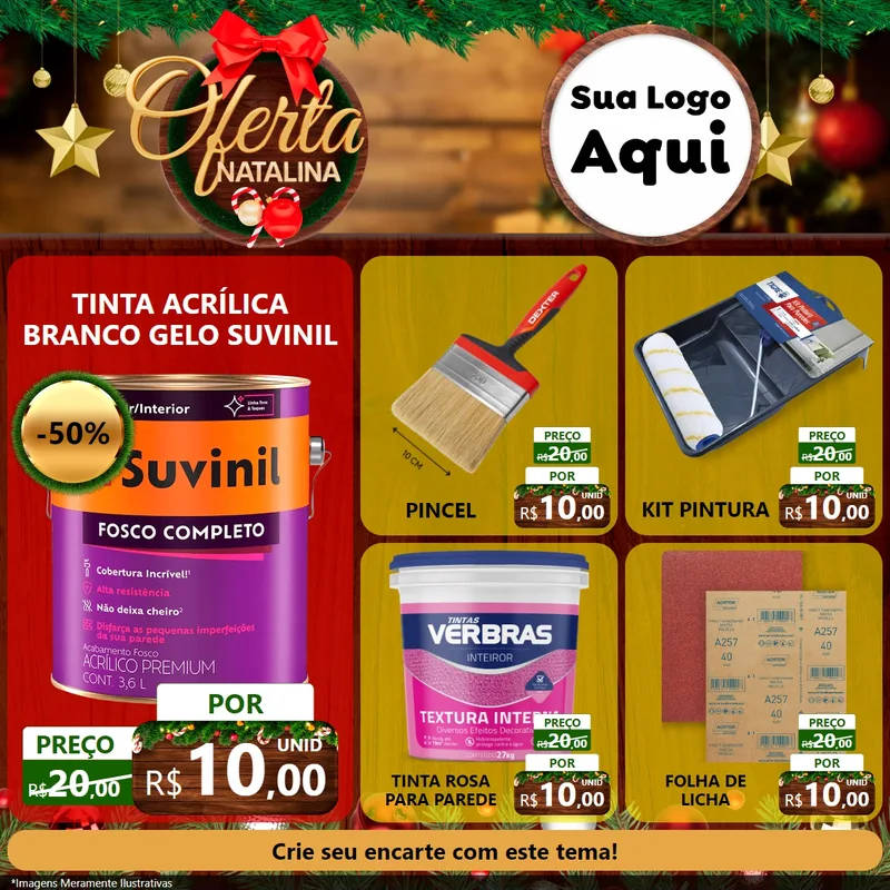 Modelo de Rede Social para Feed Facebook com o tema Ofertas Natalina para Tintas e Ferramentas