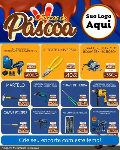 Modelo de Rede Social para Feed Instagram com o tema Ofertas de Páscoa para Maquinas e Ferramentas