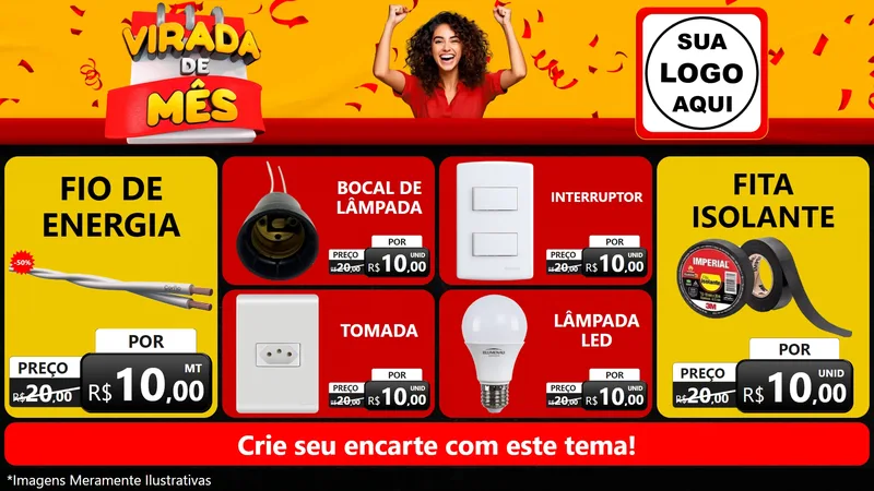 Modelo de TV para TV Horizontal com o tema Virada de Mês para Materiais Elétricos