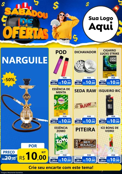 Modelo de Encarte para Encarte A4 Vertical com o tema Sabadou de Ofertas para Tabacaria