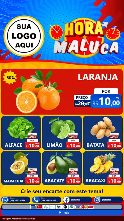 Modelo de Rede Social para Stories com o tema Hora Maluca para Hortifrúti