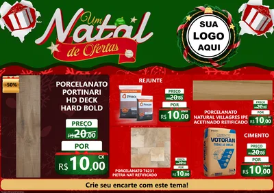 Modelo de Encarte para Encarte A4 Horizontal com o tema Um Natal de Ofertas para Pisos e revestimentos
