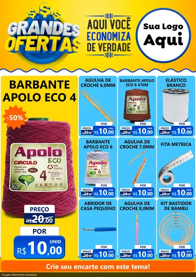 Modelo de Encarte para Encarte A4 Vertical com o tema Grandes Ofertas para Armarinho e Aviamentos