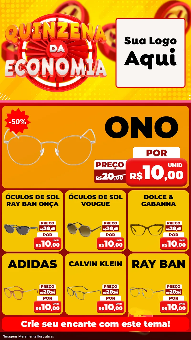 Modelo de Rede Social para Stories com o tema Quinzena Da Economia para Óticas