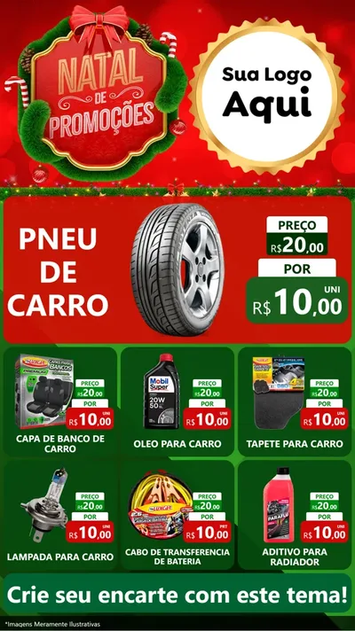 Modelo de Rede Social para Stories com o tema Natal de Promoções para Auto peças