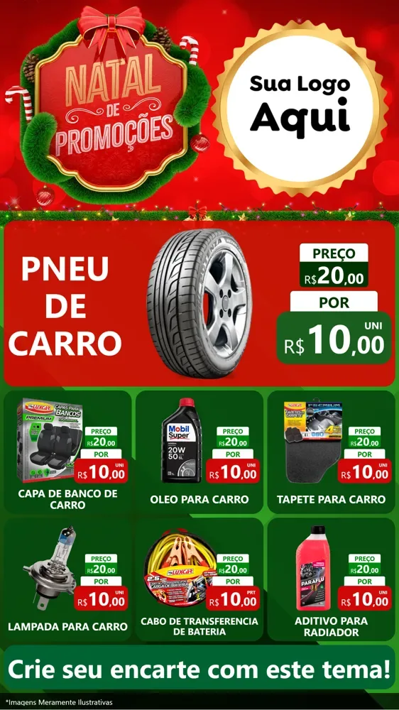 Modelo de Rede Social para Stories com o tema Natal de Promoções para Auto peças
