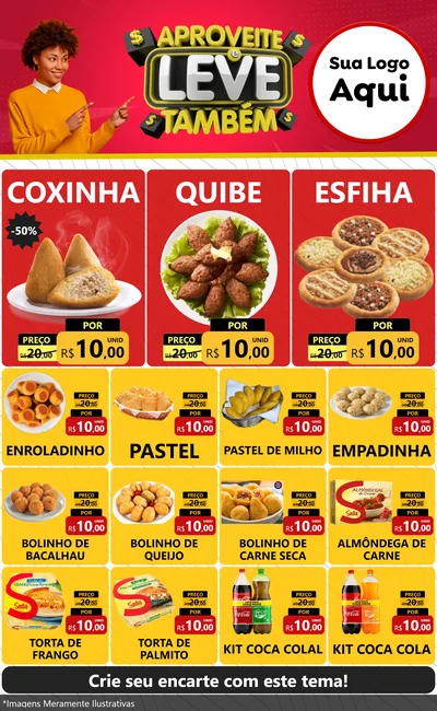 Modelo de Encarte para Encarte Grande com o tema Aproveite e Leve Também para Salgadaria