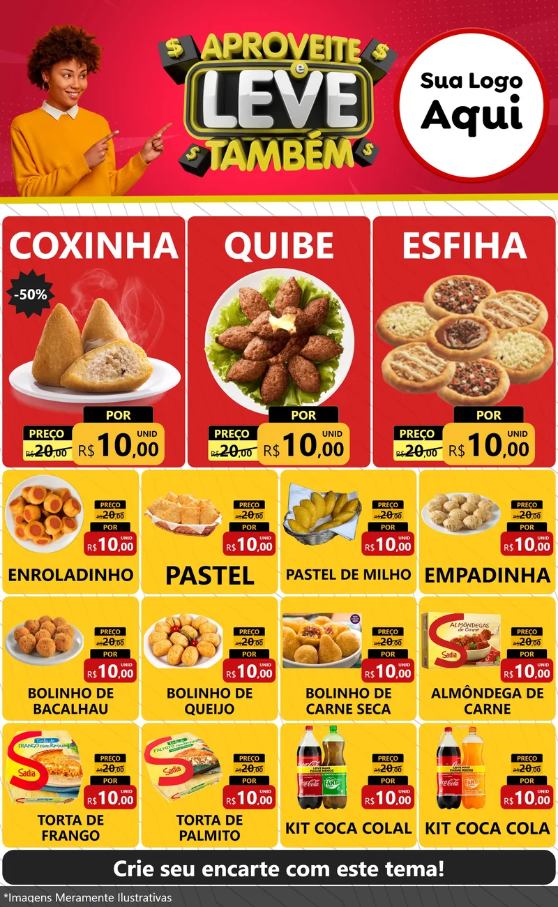 Modelo de Encarte para Encarte Grande com o tema Aproveite e Leve Também para Salgadaria