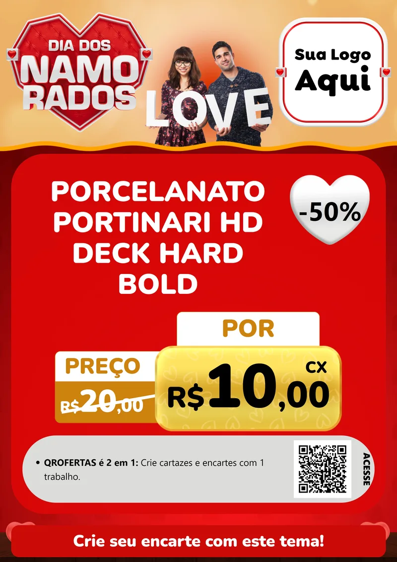 Modelo de Cartaz para Cartaz A4 Vertical com o tema Dia dos Namorados para Pisos e revestimentos