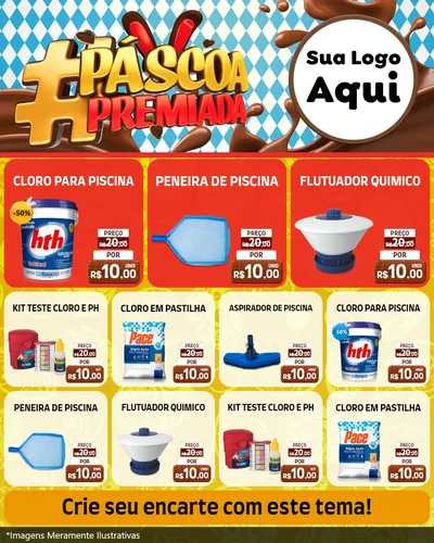 Modelo de Rede Social para Feed Instagram com o tema Páscoa Premiada para Produtos para Piscina