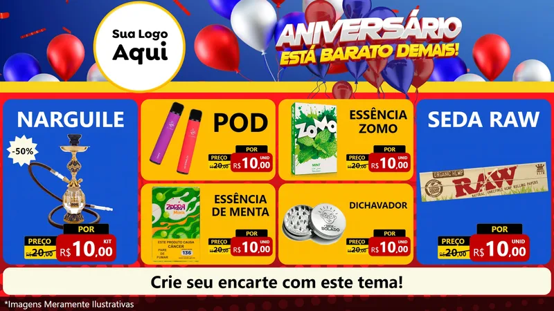 Modelo de TV para TV Horizontal com o tema Aniversário para Tabacaria