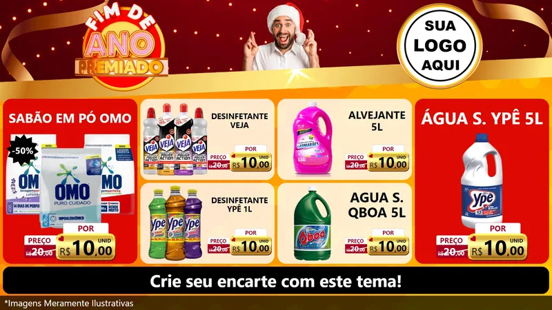 Modelo de TV para TV Horizontal com o tema Fim de Ano Premiado para Produtos de Limpeza